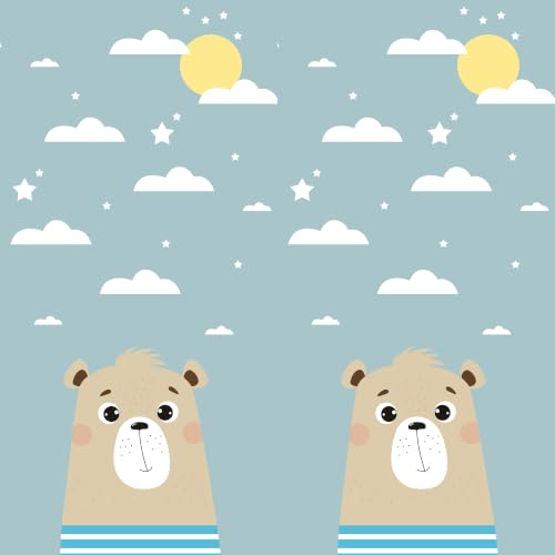 Image of LORETO - A QUALITY LINEN BRAND 186 TC 100% Pure Cotton Double /Queen Fitted Bedsheet with 2 Pillow Covers for 78 x 60 Inch Mattress, All-Around Elastic, 8 Inch Deep Pocket, Aqua Blue Bear & Duck