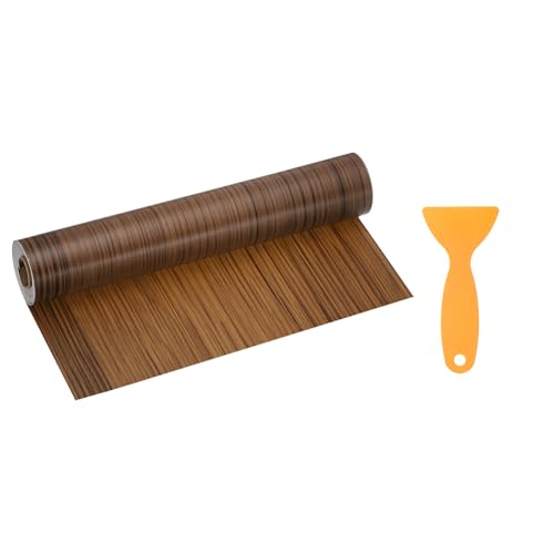 Image of HARFINGTON Wood Grain Repair Tape 11.8 Inch x 33ft Self Adhesive Repair Patch Tape Simulated Wooden Floor Tapes with Plastic Scraper for Tables Doors Windows Furniture, Light Brown Wood