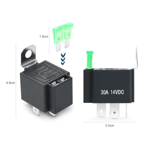 WOLFWILL WOLFWILL 12V Relais mit 30A ATO/ATC Klingen Sicherung, 5-Pin SPST Auto Relais mit 14 AWG Hochleistungskabeln 6 Stücke - Detailansicht 2 | Relais