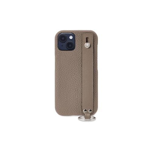 【ボナベンチュラ】 バックカバーケース(アイフォン14) ハンドル付き シュリンクレザー [エトープ] スマホケース ヨーロッパ最高級レザー 本革 プレゼント 