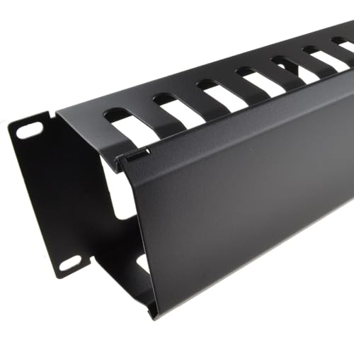 kenable Cable Management Bar Metal Dump Panel 2U for Data Cabinet 19 Inch Rack with Ventilation - Black