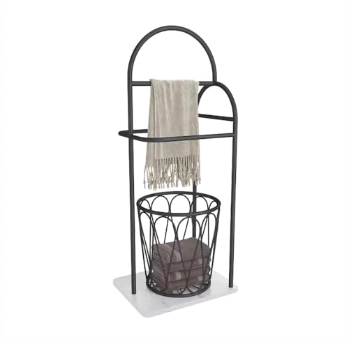 FGXHHS Toallero de pie de mármol con cesto para Ropa Sucia, Soporte Vertical para baño