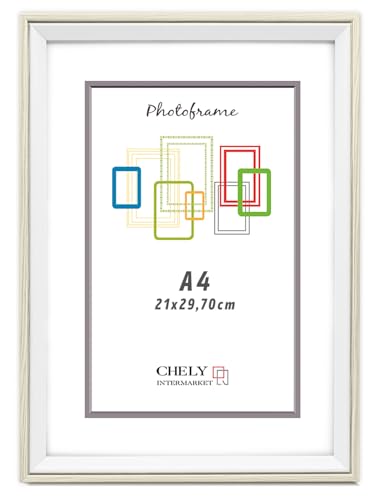 CHELY INTERMARKET Marco de Fotos A4 de Madera Blanca MOD-391 Ancho de moldura 1,7cm