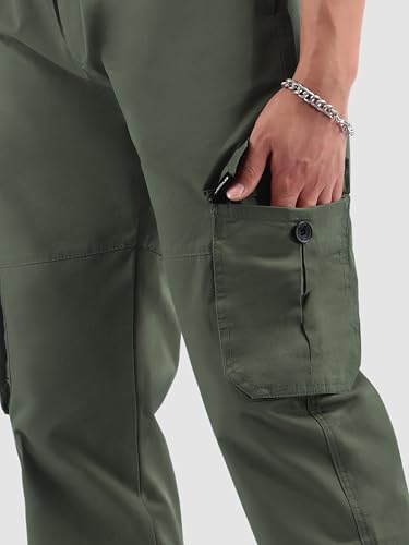 Image of Beyoung Cotton Regular Fit Heavy Gauge Cargo Joggers for Men | Ribbed Hem | Spacious Pockets | Track Pants | Elastic Waistband | Cargo for Men