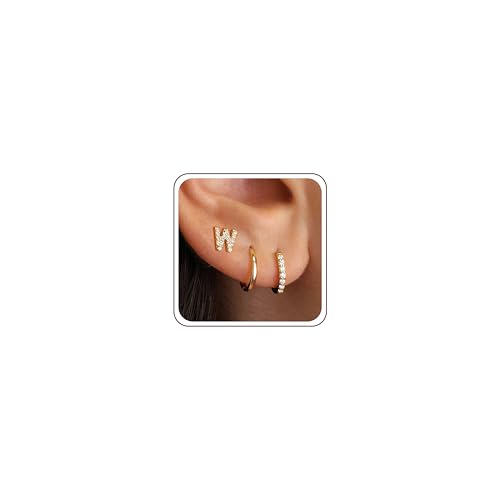 Ritach Gold Earrings for Women Girls - Earrings for Girls Gifts Gold Earrings Set Hoop Earrings for Women Huggie Earring Studs Hypoallergenic Earrings for Teen Girl Gifts