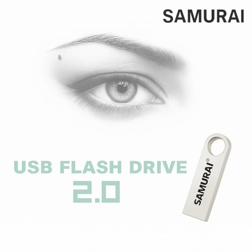Image of Samurai 8GB Metal USB Flash Drive, Portable Keyring Design, Gold Aluminium