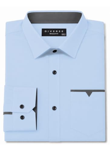 Image of Diverse Men's Cotton Blend Shirt with Pocket Design Spread Collar Full Sleeves Regular Fit and Standard Length | Comfortable Cotton Casual Shirt for Man