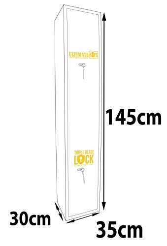 Foto von Ultimative Safe® Waffenschrank für 6 Langwaffen - Waffentresor mit Zylinderschloss - 145 cm (H) x 35 cm (B) x 30 cm (T) - Internes Munitionsfach - 48 kg - Schwarz