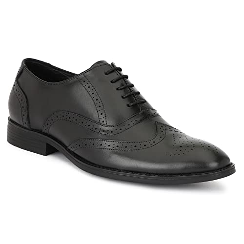 Varito Men's Black Genuine Leather (Crust Italian Leather) Lace up Formal Shoes 10 UK/India