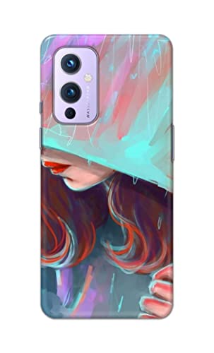 Image of PRINTFIDAA Pretty Woman Under The Umbrella Painting Printed Designer Hard Case for OnePlus 9 Back Cover -(e) RPM1007