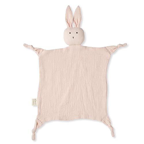 Image of Ali+Oli Cuddle Bunny Security Blanket - Soft & Breathable Muslin, Plush Baby Blanket for Girls & Boys, Pre-Washed Cotton, Bunny Theme (Pink)