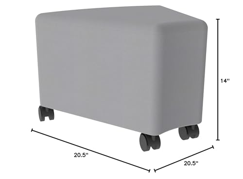 Image of Sprogs 12 inch H Structured Wedge Stool -Flexible Modular Collaborative Soft Seating for Office, Home, Lounge and School Classrooms with Durable Frame & Set of 2 inch Casters Add-on -Teal