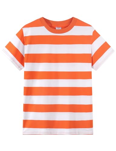 Spring&Gege Men's Short Sleeve Striped Cotton Crew Neck T-Shirts