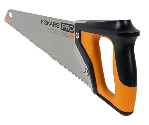 Fiskars Pro Handsäge für Holz, Laminat und PVC, Sägeblattlänge: 50 cm, 9 TPI, Schwarz/Orange, PowerTooth, 1062919