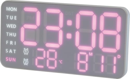 SLOWER 掛け時計 デジタル LED おしゃれ デカ文字 インテリア 置き時計 日付 気温 曜日 PINK/WHITE LED CLOCK Cielo SLW372