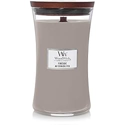 Woodwick Hourglass Vela Aromática en Tarro Grande, Gris (Fireside), 610g