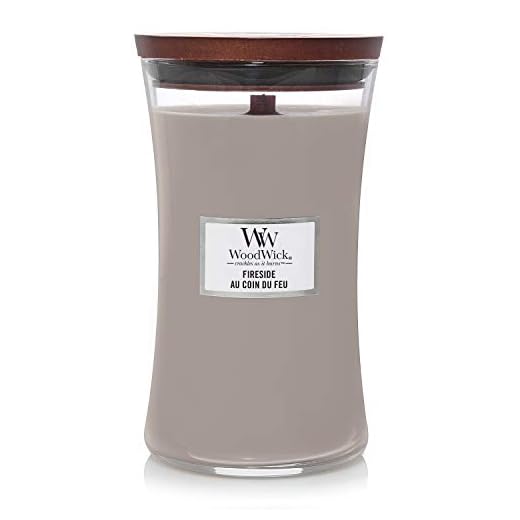 WoodWick Vela Perfumada con Mecha Crepitante | Vela Grande en Forma de Reloj de Arena | Chimenea| Velas de Larga Duración: Hasta 130 Horas | Regalos Perfectos para Mujeres