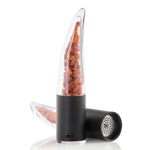 AdHoc Pepe Chilischneider – manuelle Chilimühle mit Edelstahl-SchneidWerk | Gewürzmühle für getrocknete Chilischoten | kompakter Chili Zerkleinerer | Handmühle für Küche & als Geschenkidee