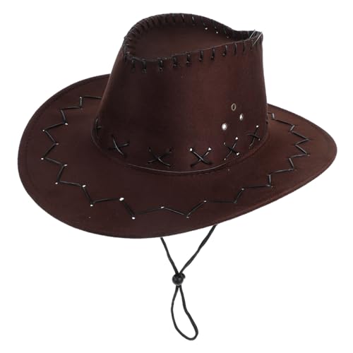 Cowboy Hat for Boys and Breathable Western Cowgirl Party Hat with UV Protection for Outdoor Activities and Travel and Comfortable Design Fits Head Coffee