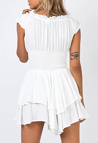 AOHITE Womens Summer Tube Top Dress Off-Shoulder Ruffled Flowy Mini Short Dresses3