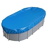 Ovale Poolabdeckung für oberirdische Pools, ovale Solar-Poolabdeckung mit Kordelzug für Kälte- und UV-beständig, staubdicht, Allwetterschutz (Abdeckungsgröße: 4,5 x 7,8 m)