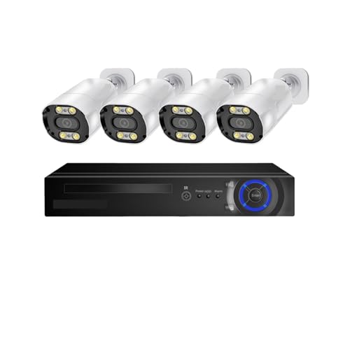 Sistemas de cámaras CCTV, de cámaras de Seguridad IP PoE 4K, 8MP, Kit NVR, detección, Bala de Metal bidireccional con Cable RJ45, videovigilancia de Calle(None,8CH 4Pcs 4K)