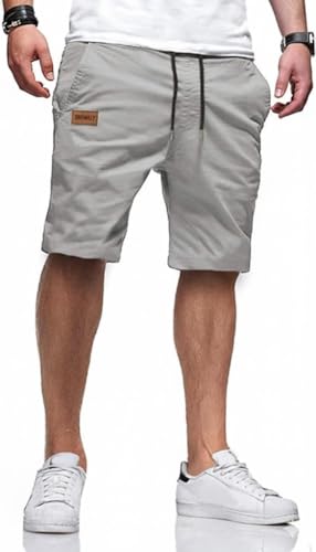 Image of Men's Cotton Casual Shorts |Knee Length Regular Fit Half Pant for Men| Elastic Waist with Drawstring | Regular Fit Shorts | Bermuda Shorts for Men | Lightweight Perfect for Workout, Beach & Summer