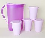  TUPPERWARE Junge Welle Trinkhalmbecher 330ml 4X Rosa + 1x 2L Kanne Flieder + Kugelschreiber