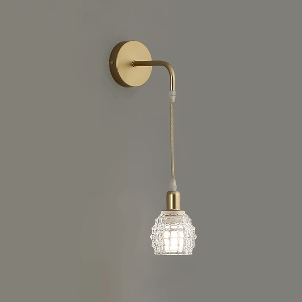 CWCQGH Wall Sconces, V-intage 1-Light Wall Sconces Glass Shade Wall Lamp Adjustable Cord Retro Gold Wall Mounted Light, Wall Lamp Fixtures Decor for Bedside Bedroom Indoor Doorw,B