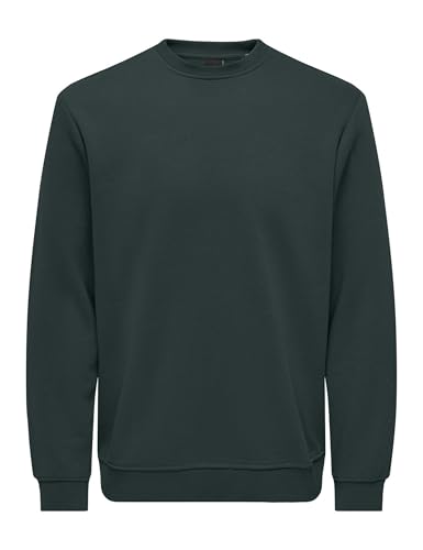 ONLY & SONS Men's Onsconnor Reg Crew Neck Sweat Noos Sweatshirt, Darkest Spruce, XL
