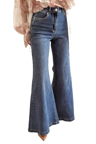 SELINK Casual High Waisted Jeans for Women Button Zip Shift Daily Flare Jeans