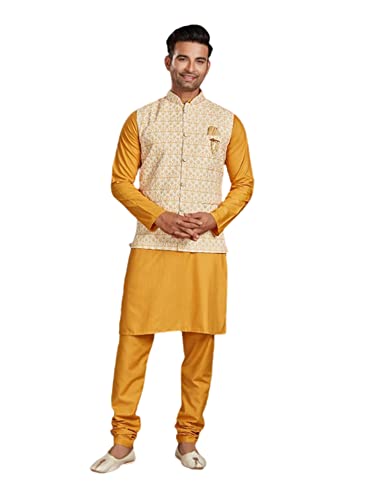 Kurta 8115 pyjama ethnique homme coton moutarde taille XL vêtement traditionnel