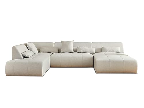 Lisa Design Onyx - canapé panoramique d'angle Gauche 7 Places - en Tissu