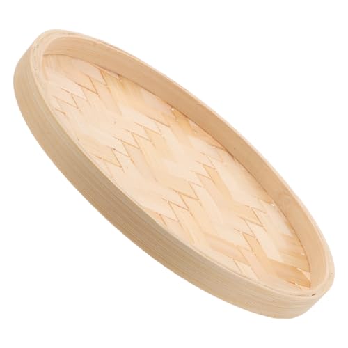Cabilock Handmade Round Bamboo Woven Tray Decorative Wall Plate Natural Bamboo Basket for Rustic Home Decor and Party Dessert Display