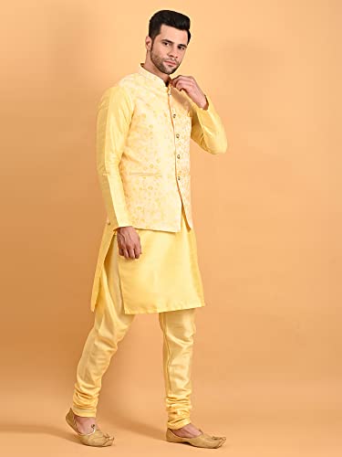 Image of Uri and MacKenzie Men's Silk Blend Kurta Pajama with Designer Ethnic Nehru Jacket /Modi Jacket