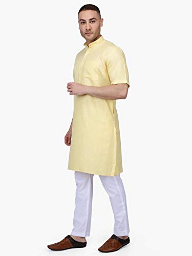 Image of Rajubhai Hargovindas Men's Premium Cotton Half Sleeve Solid Kurta