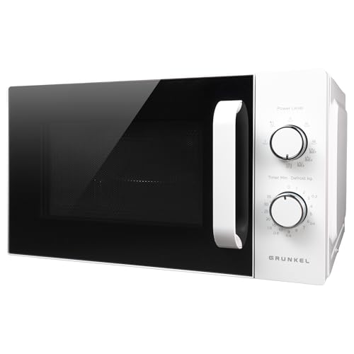 Grunkel Microondas con grill MWG20MA de 700W y 20 litros de capacidad con 6 niveles de potencia, descongelación y plato de