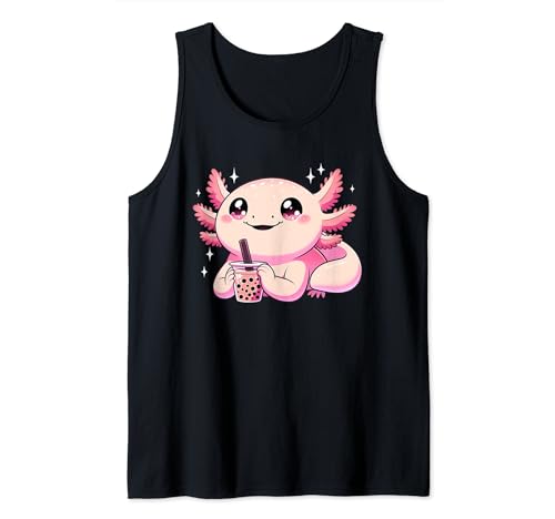 Kawaii Axolotl Boba Tea, lindo amante del té de burbujas kawaii Camiseta sin Mangas