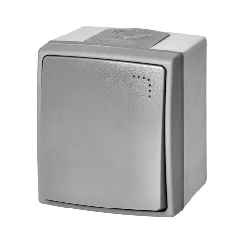 Miratic Bouton Sonnette pour Sonnette Murale Filaire Interrupteur Mural Gris et Graphite Classe d'Etanchéité IP 55 Montage en Saillie Montage en Suface (avec...