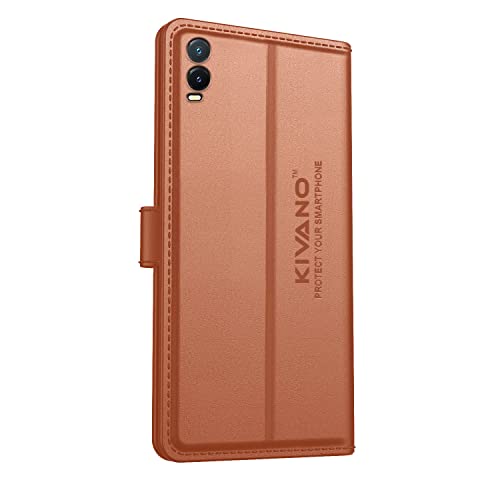 Image of KIVANO Compatible with Vivo T1x 5G Flip Cover | Leather Finish | Inside Pockets & Inbuilt Stand | Shockproof Wallet Style Magnetic Closure Back Cover Case