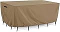 Tempera Outdoor Dining Set Cover for Outside Table and Chairs, Rectangle Patio Table Covers for Outdoor Furniture, Anti-Fading, Windproof,102''L x 74''W x 27.8''H,Taupe