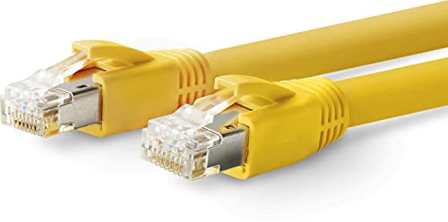 Câble de réseau 40 m Cat6a anti-interférences avec blindage F/FTP jaune