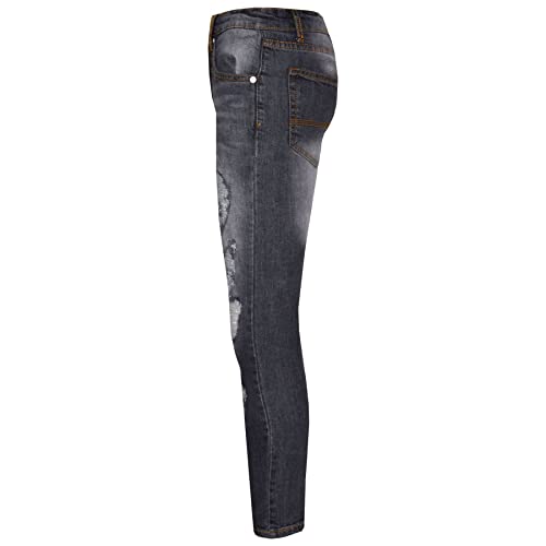 Boys Stretchy Jeans Kids Ripped Black Denim Skinny Pants Jeans Trousers 5-13 Yr3