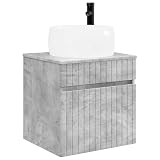 HETFTJN Mobile sottolavabo sospeso, mobile sottolavabo da parete, in legno grigio cemento, moderno per bagno piccolo, 49 x 44,5 x 66 cm