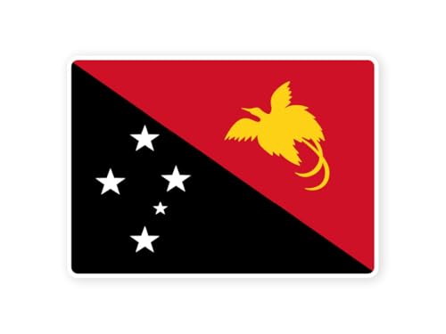 Sticker drapeau PAPOUASIE NOUVELLE GUINÉE papouan neo guineen 10cm(S) - 28cm(XL) autocollant bord blanc (taille S : 10cm x 7cm)