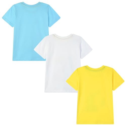 Image of HILEELANG Toddler Boy Short Sleeve Tee Shirts Summer Cotton Casual Graphic Crewneck Tshirt Packs