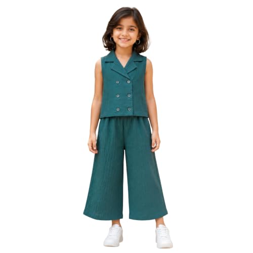Image of The Magic Wand Woven Digital Printed Co-ord Set For Kids Girls, Sleeveless Top With Palazzo Pant Two-Piece Western Stylish Clothing Set For Festivals