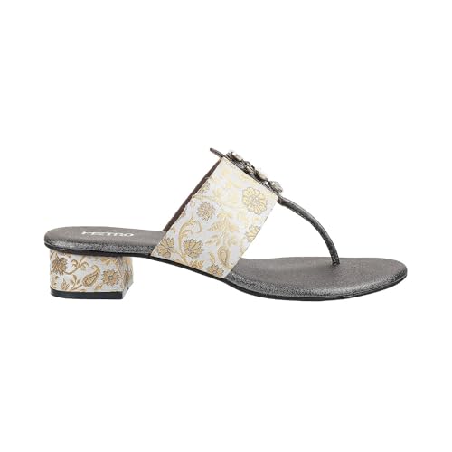 Image of Metro Women Ethnicwear Beaded Block Heel Sandal