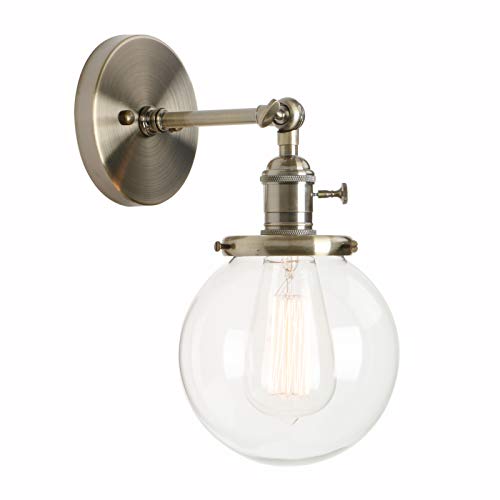 Permo Vintage Industrial Wall Sconce Lighting Fixture with Mini 5.9" Round Clear Glass Globe Hand Blown Shade (Bronze) Permo Vintage Industrial Wall Sconce Lighting Fixture with Mini 5.9" Round Clear Glass Globe Hand Blown Shade (Bronze)