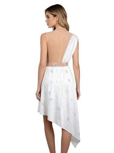 Traje nocturno sin mangas estilo romper para mujer fiesta y club nocturno en blanco XXL 2